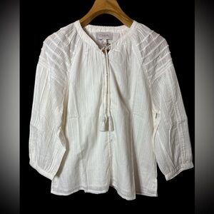 NWT Cleobella by Anthropologie Organic Cotton Peasant Top Women’s Size L Cream